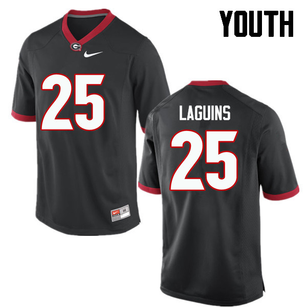 Youth Georgia Bulldogs #25 Jaleel Laguins College Football Jerseys-Black